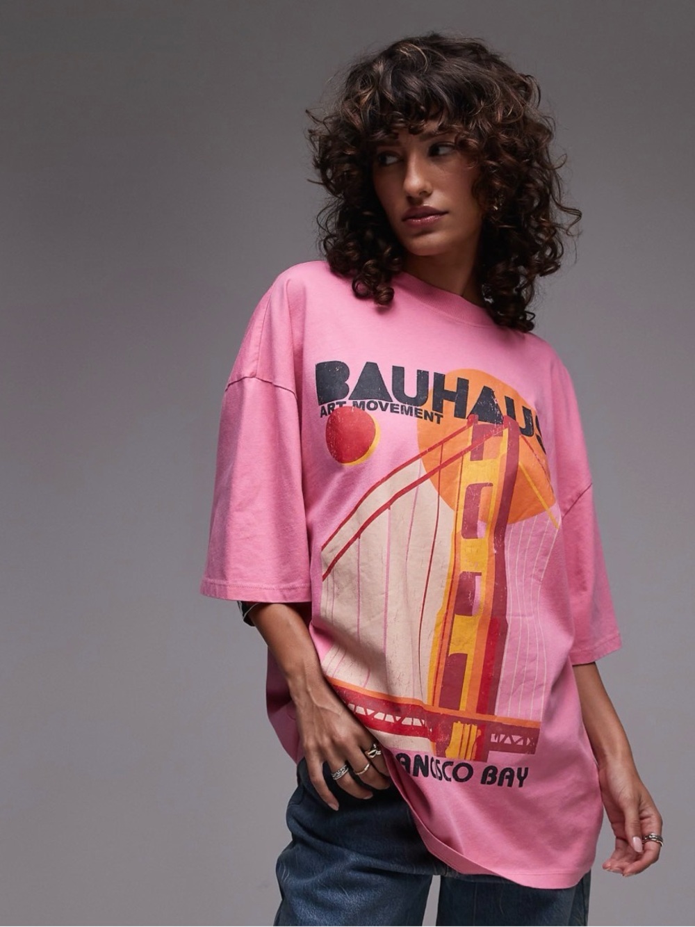 ISO!! 🩷 Topshop Oversized Bauhaus Pink Graphic Tee 🩷 !!ISO